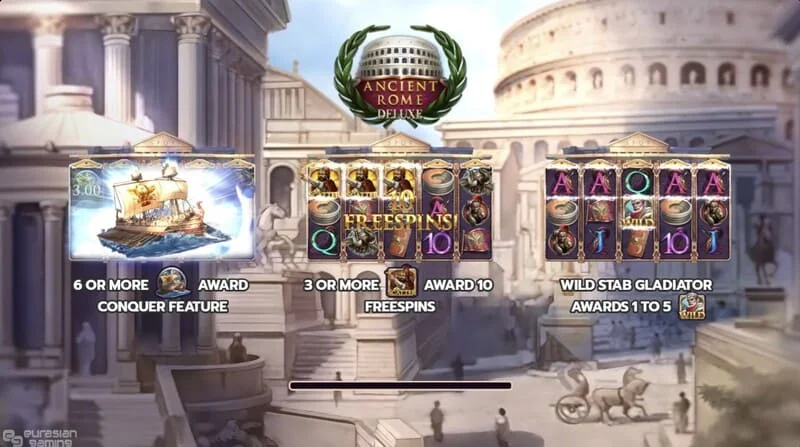 Ancient Rome Deluxe AI - मुख्य रीलों और इंटरफ़ेस स्क्रीन